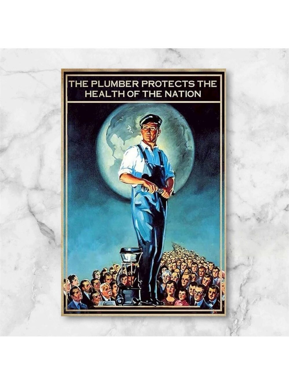 The Plumber Protects Health of the Nation Vintage Propaganda Style Art Canvas